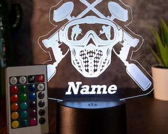 Personalisierte Paintball Lampe, personalisiertes Geschenk Paintball, Gotcha, Nachtlicht