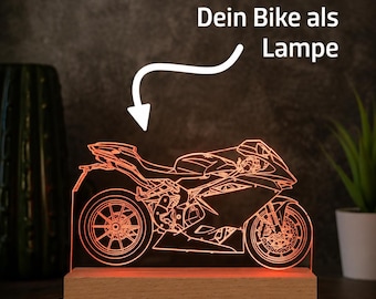 Personalized motorcycle lamp made from a photo, LED acrylic lamp, gift for men, gift for motorcycle lovers, custom bike gift