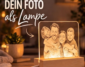 Personalisierte Fotolampe mit Foto, LED Acryl Nachtlicht, Geschenk für Familie & Paare