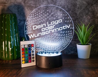Lampe LED 3D avec logo – Lampe acrylique personnalisée avec changement de couleur RGB – Cadeau pour entreprises, hommes, bureau et anniversaires