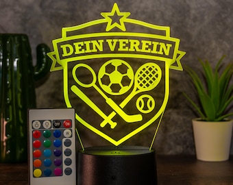 Personalisierte 3D LED Lampe mit Vereinslogo – Fan Lampe mit Gravur & Farbwechsel – Perfektes Geschenk für Fußball, Sport und Clubs