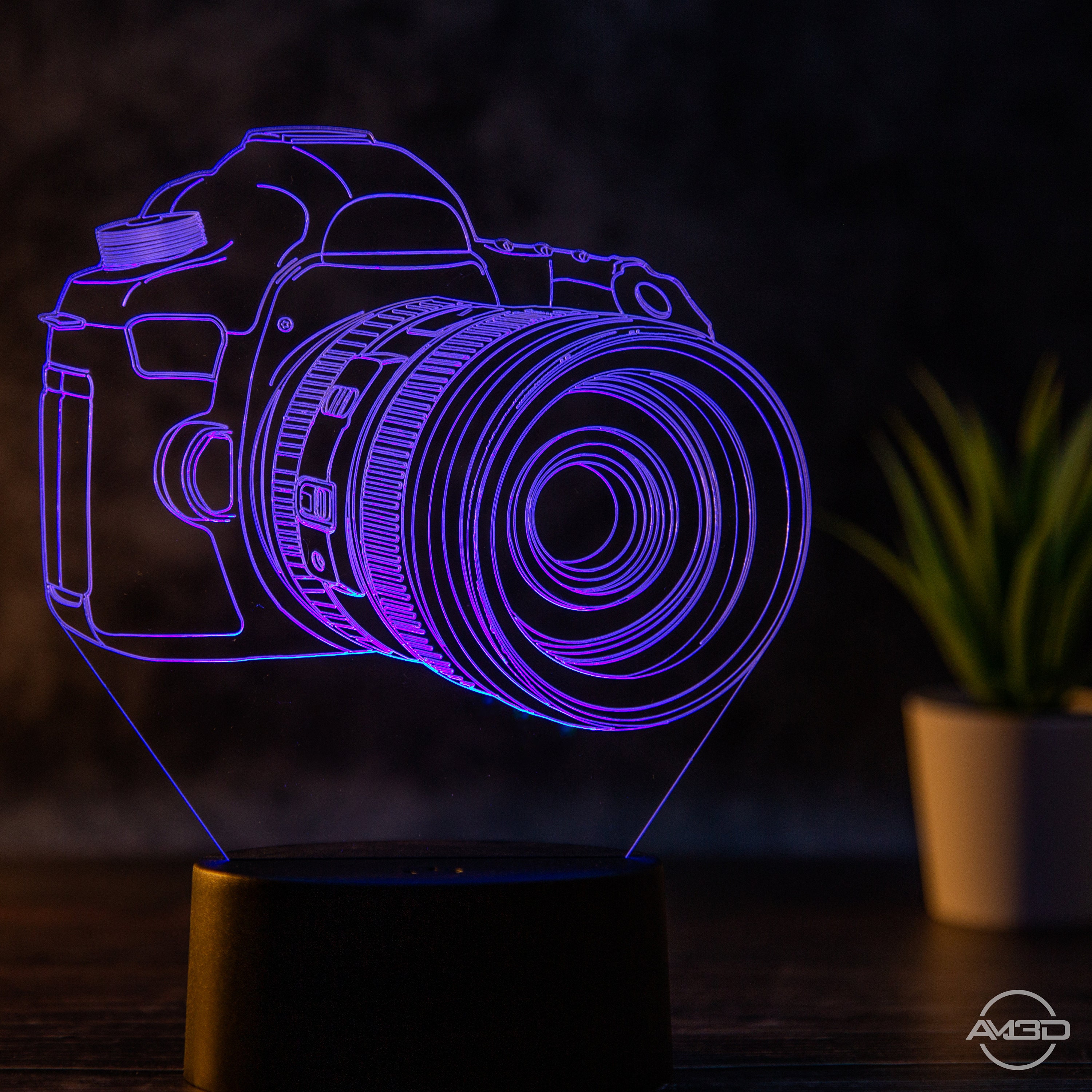 Table Lamp Camera // Photographer // Night Light LED Acrylic // Gift ...