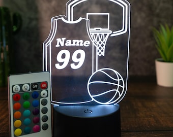 Personalisierbare LED Tischlampe Basketball, Basketball Trikot – Das perfekte Geschenk für Basketballer