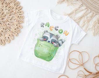 Cute Raccoon in Pocket Toddler T-Shirt - Funny Animal Shirt - Playful Baby Tee - Kids Birthday Gift Idea