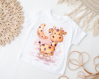 Cute Giraffe Kids T-Shirt  Adorable Cartoon Animal Tee for Toddlers and Preschoolers