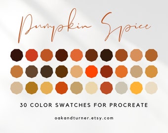 Procreate Color Palette | Pumpkin Spice | Color swatches | Autumn Fall Colors | Illustration, iPad Lettering, Procreate tool