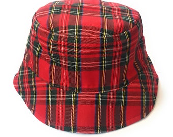 Nuovo cappello da pescatore in tartan scozzese Royal Stuart realizzato a mano