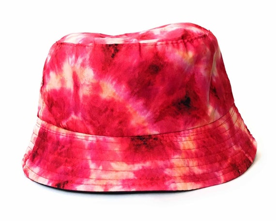 New Hand Crafted Tie-dye Bucket Hat Red 