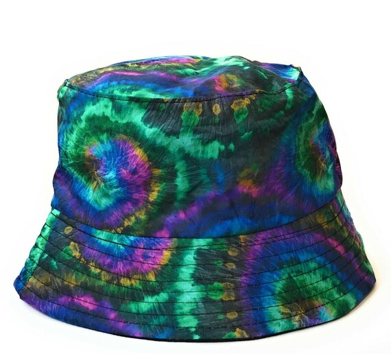 New TIE DYE Print Pattern Bucket Hat Holiday Festival Sun Hats Green 