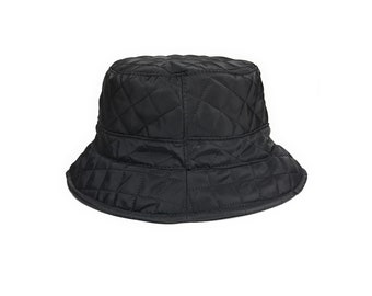 Stylish New Hand crafted  Quilted water resistant  Bucket hat Black