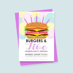 Burgers & Five Kid&#39;s 5th Birthday Digitale oder gedruckte Einladung