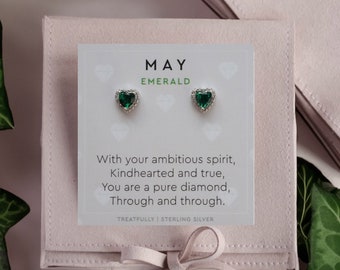 May Birthstone Earrings, Emerald Earrings for May Birthdays, Gifts for friends birthday, Earring Gifts UK