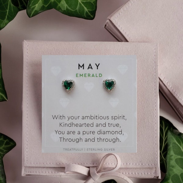 May Birthstone Earrings, Emerald Earrings for May Birthdays, Gifts for friends birthday, Earring Gifts UK