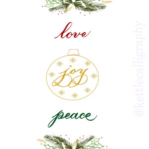 Love, Joy, Peace art print, Christmas art print, Calligraphy Christmas art print