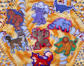 Animal Stickers - Tiger Raccoon Ray Lion Lynx Wolf Fox