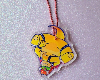BOWSER DADDY B keychain with removable chain - video game boss furry