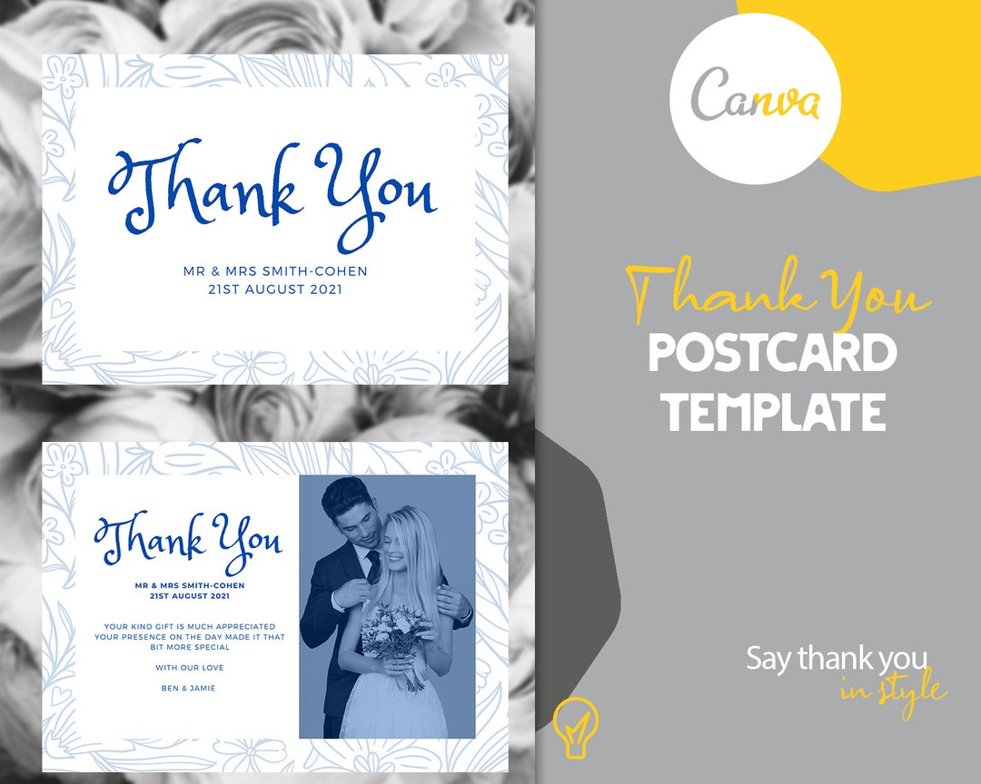 Thank You Card Template | Canva Template | Wedding Card | Invitation ...