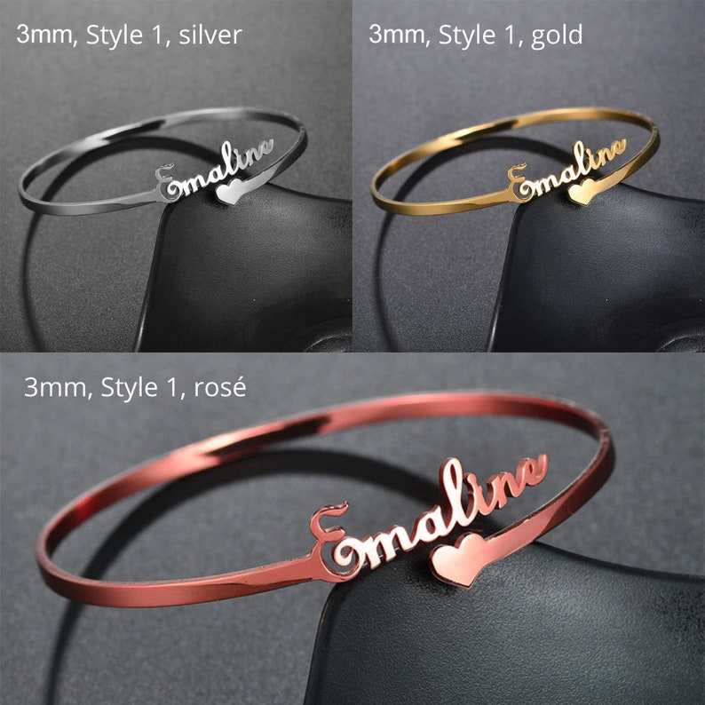 Customized Name Bracelet / Personalized Custom Bangle Stainless Steel Jewelry / Handmade Charm image 3