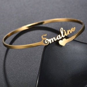 Customized Name Bracelet / Personalized Custom Bangle Stainless Steel Jewelry / Handmade Charm