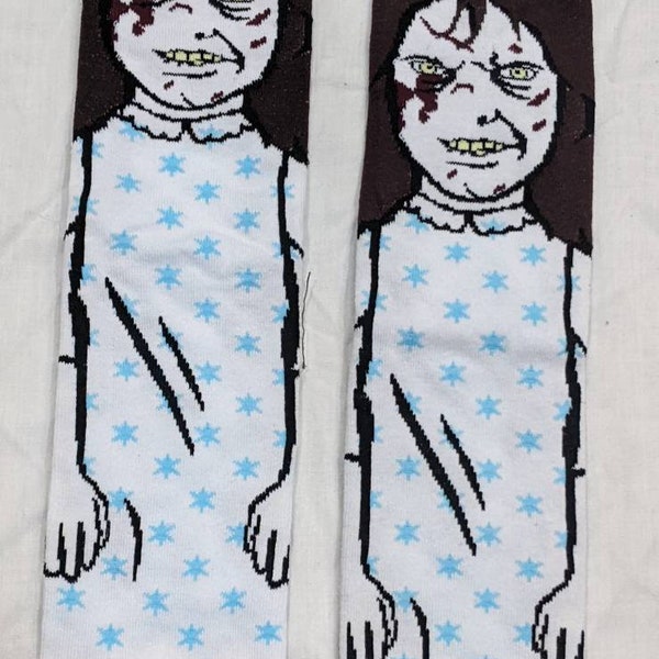 Exorcist Girl Horror movie socks - horror fan gift UK seller scary movie pope's exorcist