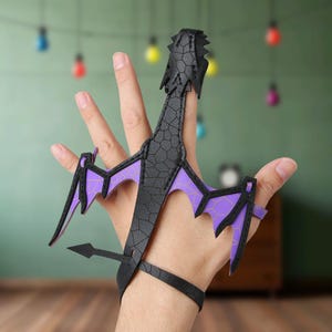 Hand-sewn leather dragon bracelet, dragon wristlet, fantasy dragon cuff bracelet, violet adjustable leather dragon bracelet