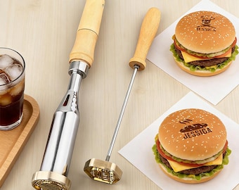Custom Burger Stamp,Burger Branding Iron, BBQ Brand Iron, Branding Iron For Food,Branding Iron For Burger