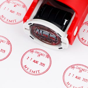 Personalized Custom Date Stamp, Teacher Marking Stamp, 30mm/40mm/45mm Date Stamp, Adjustable Date Stamp, Checked by Date Stamp, Teacher Gift