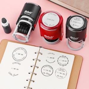Self-Inking Personalized Date Stamp, Checked by Date Stamps, Teacher Time Saving Text Stamp, Teacher Marking Stamp, Office Resources