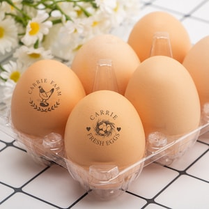Gepersonaliseerde eierstempel voor het stempelen van eieren, Gepersonaliseerde boerderij-eierstempel, Gepersonaliseerde kippeneierstempel, Gepersonaliseerde eendeneierstempel, Gepersonaliseerde eierenstempel met datum van het leggen van eieren