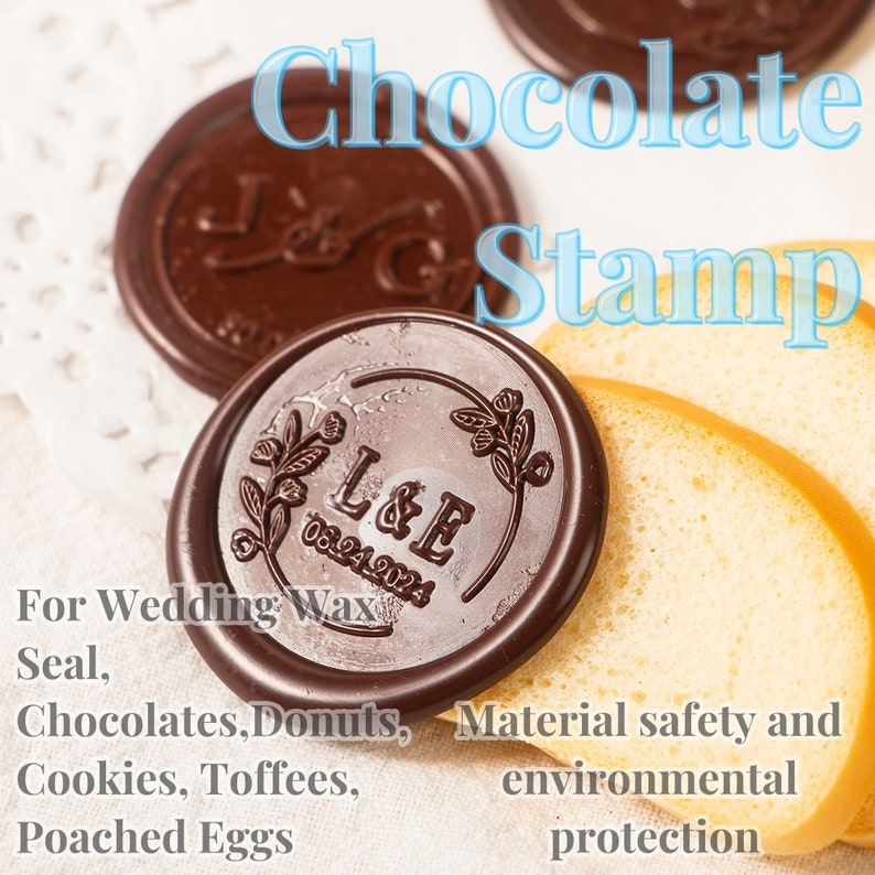Personalized Chocolate Stamp,Personalized Stamps, Wedding Chocolate Stamps,Custom Logo Chocolate Mold, Chocolates Seal,Donuts, Cookies image 8