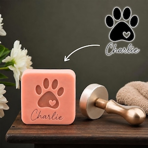 Custom Pet Paw Soap Stamp, Personalized Dog Cat Name Stamp for Soap/Clay, Memorial Gift for Pet Lovers, Handmade Soap Making Tool