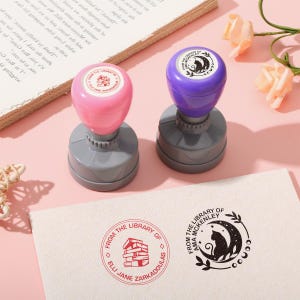 Custom Library Book Stamp, 30 mm Round Stamp, Personalized Book Lover Gifts, Personalized Gifts for Readers, Self Inking Book Stamp
