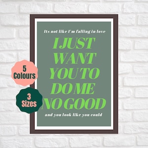 No.1 Party Anthem // Lyric Inspired Poster // Indie Lyric Gallery Wall Art Print