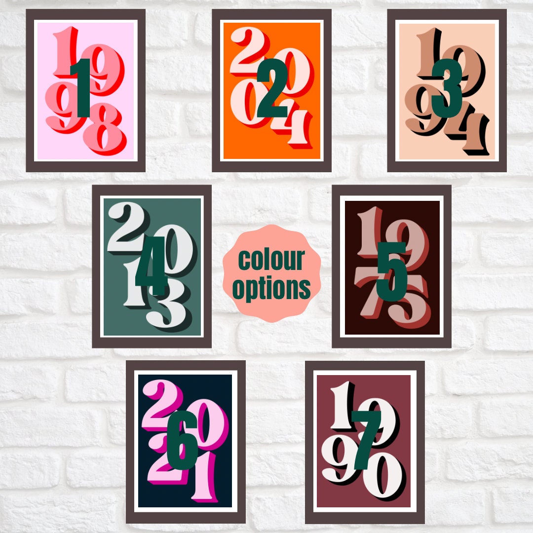 Year R Posters Personalised Year Print // Typography Year Poster // A2 A3 A4 Wedding ...
