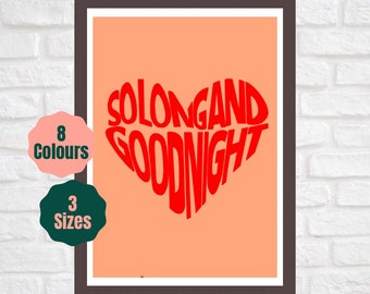 So Long and Goodnight // Helena // Music Lyric Print // Emo Pop Punk Lyric Poster