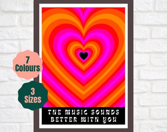 The Music Sounds Better With You // Lyric Inspired Print // 90s Dance Music Poster A2 A3 A4