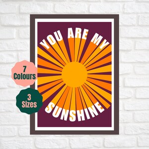 Eres mi cartel de sol // Decoración del dormitorio de los niños // Impresión de la habitación de los niños A2 A3 A4