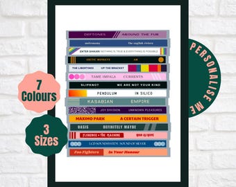 Custom Album Print // Personalised CD Stack Poster // A2 A3 A4 Customised Music Lover Gift