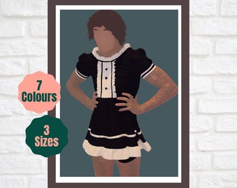 Oli Sykes Maid Illustraion // Bring Me The Horizon Inspired Print // Metal Emo Music Poster A2 A3 A4