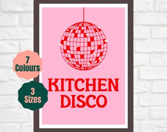 Kitchen Disco Poster // Kitchen Decor // Kitchen Gallery Wall Print A2 A3 A4