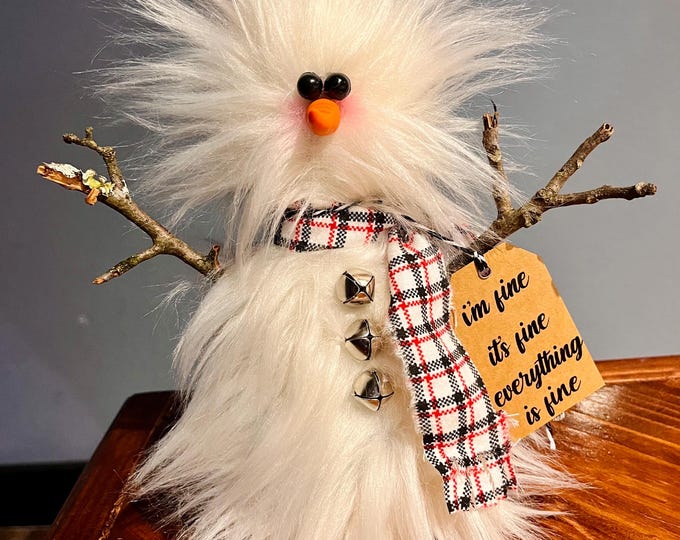 Frazzled Snowman Faux Fur Christmas Winter Decor Etsy