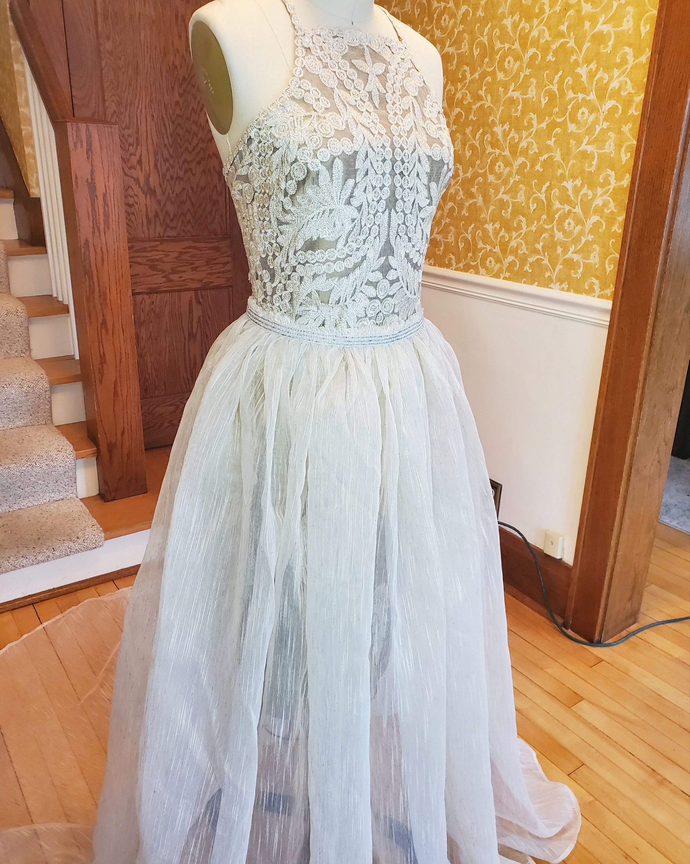 Lace Wedding Dress, Unique Beige Wedding Dress, Upcycled Dress Lace Wedding Dress, Unique Beige Wedding Dress, Upcycled Dress