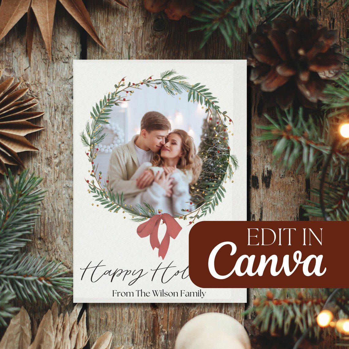 Editable Canva Christmas Card Template Personalize Festive - Etsy