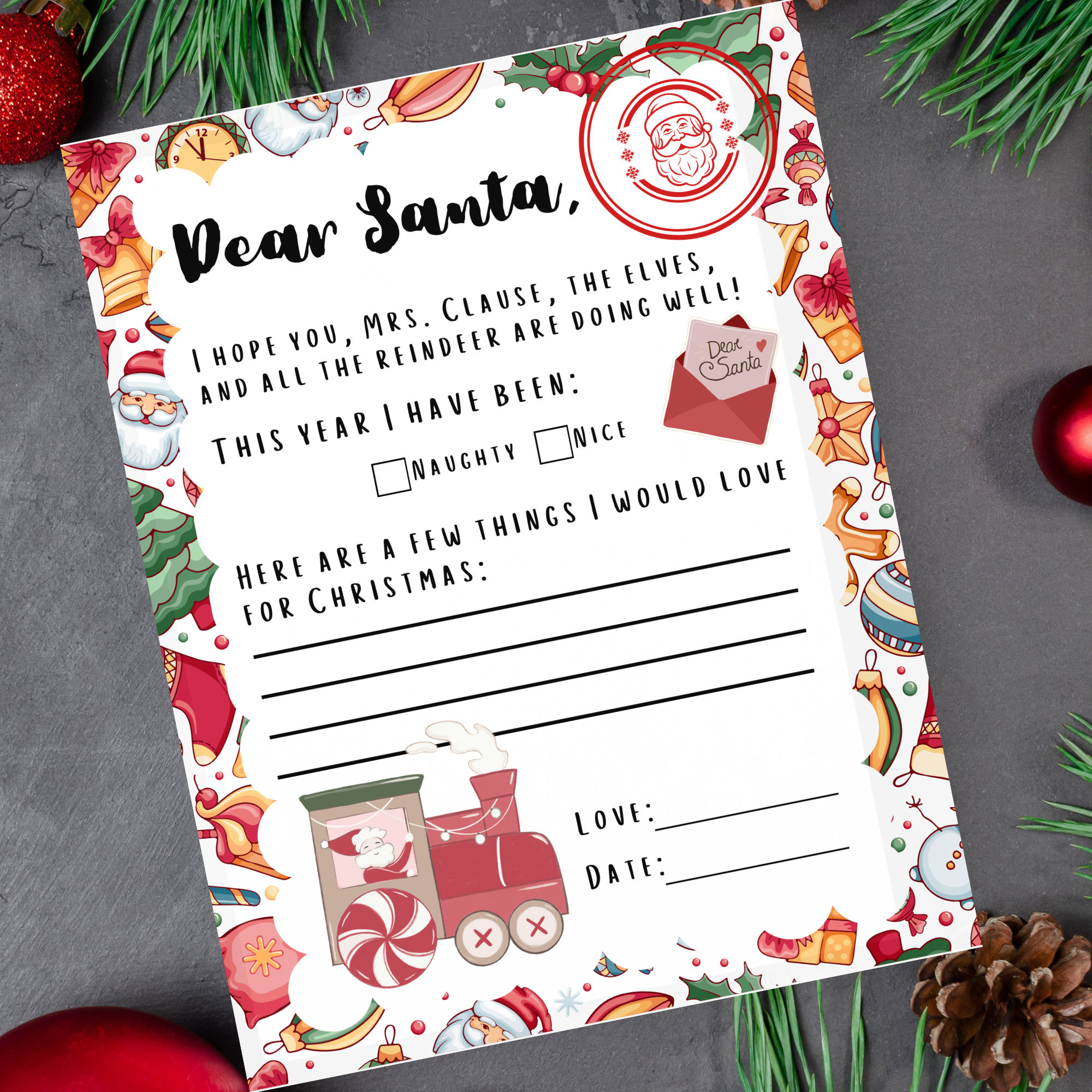 Printable Official Letter to Santa Template Festive - Etsy