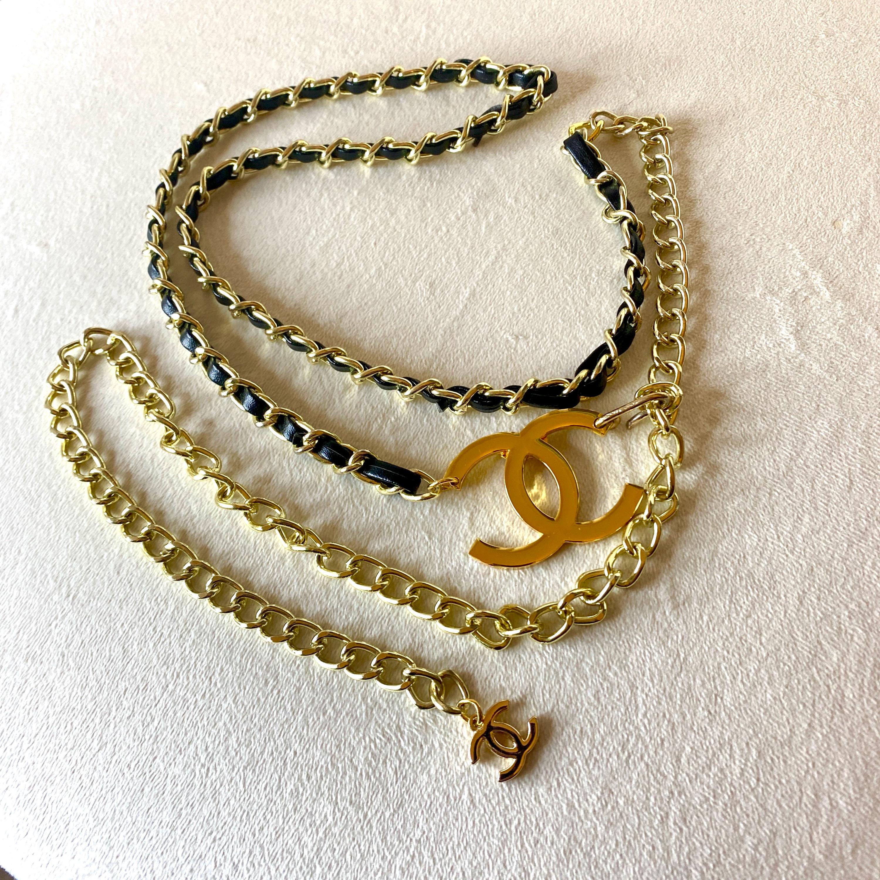 CHANEL Gold Camellia Flower Logo CC Chain Belt Leather Belt Necklace S M Chanel Camellia Belt - Etsy main image 2