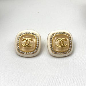 Chanel Classic CC logo stones Earrings