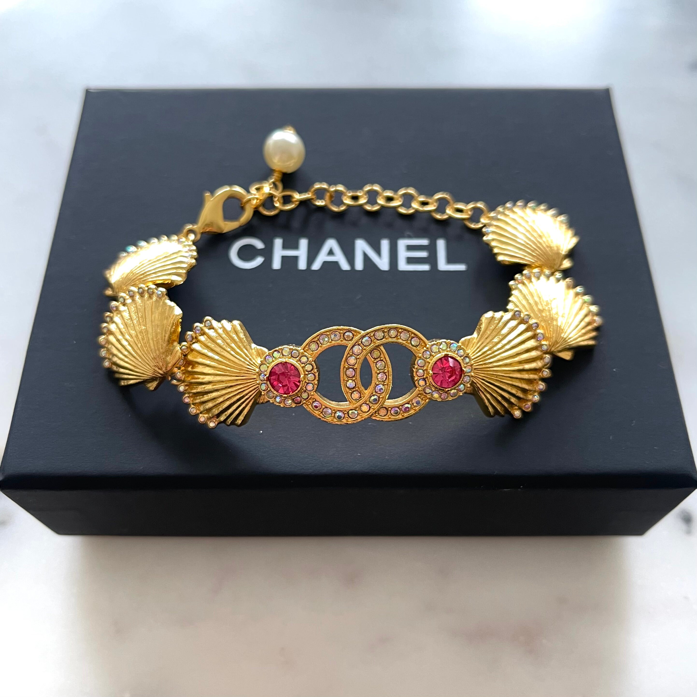 CHANEL Vintage Gold Plated 759 Charm Bracelet 7mm Wide Jollys Jewellers #51 CHANEL Vintage Gold Plated 759 Charm Bracelet 7mm Wide Jollys Jewellers