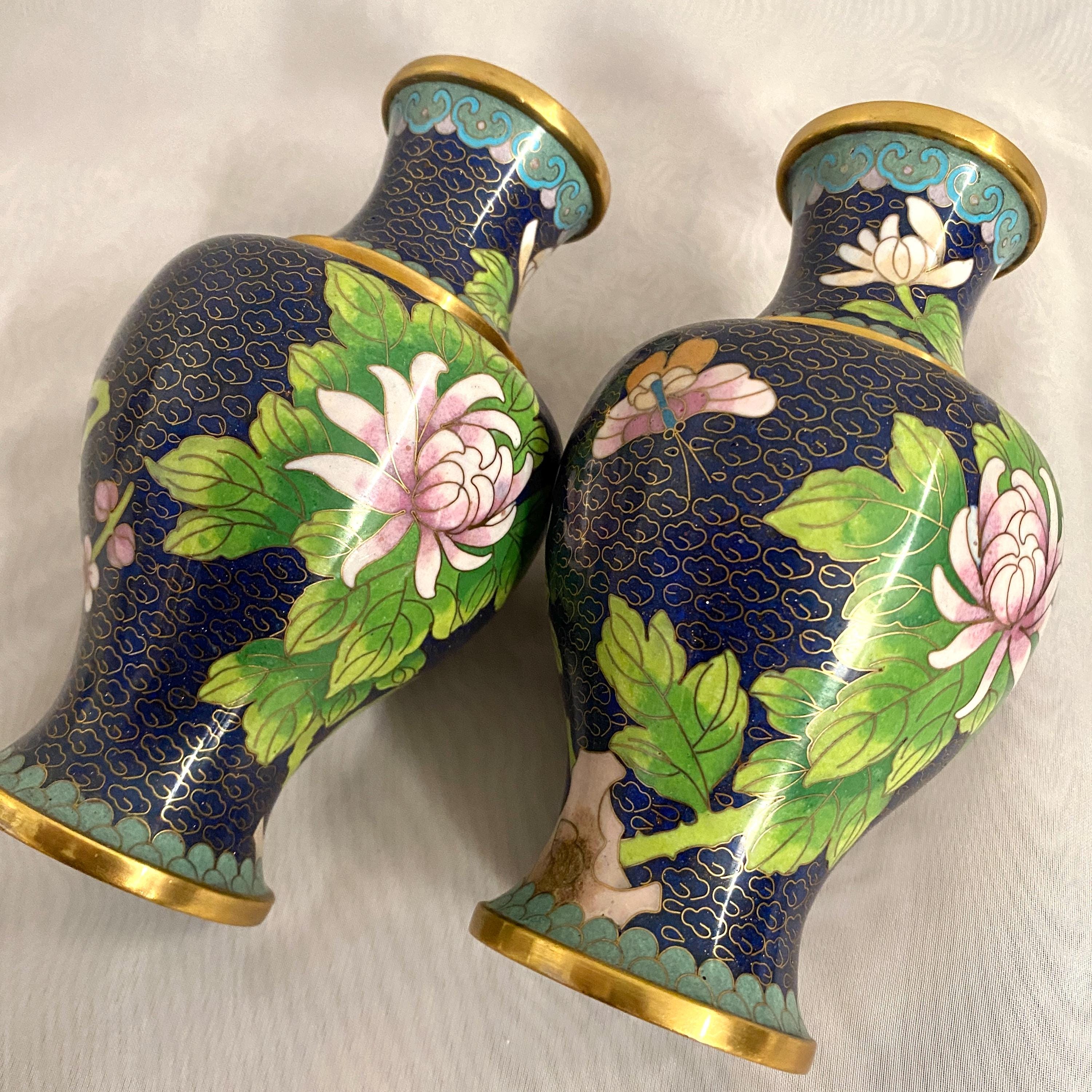 中国製ヴィンテージ七宝花瓶（816g） - Etsy 日本