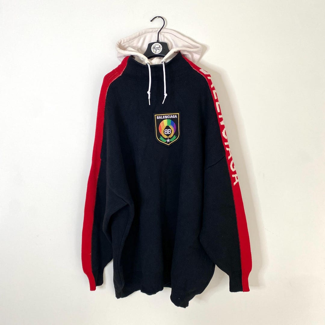 Balenciaga Vintage Effect Cotton Sweatshirt Hoodie In Black