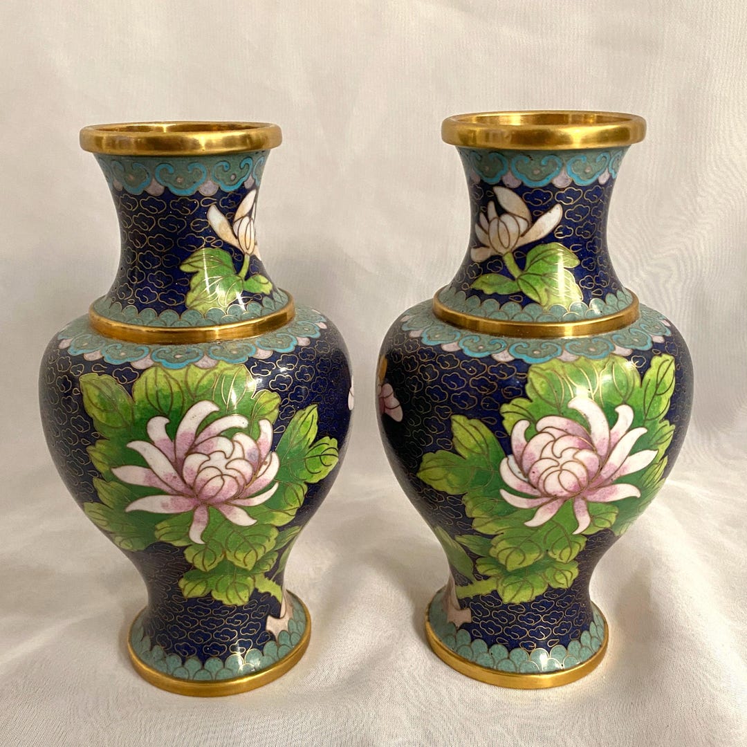 中国製ヴィンテージ七宝花瓶（816g） - Etsy 日本